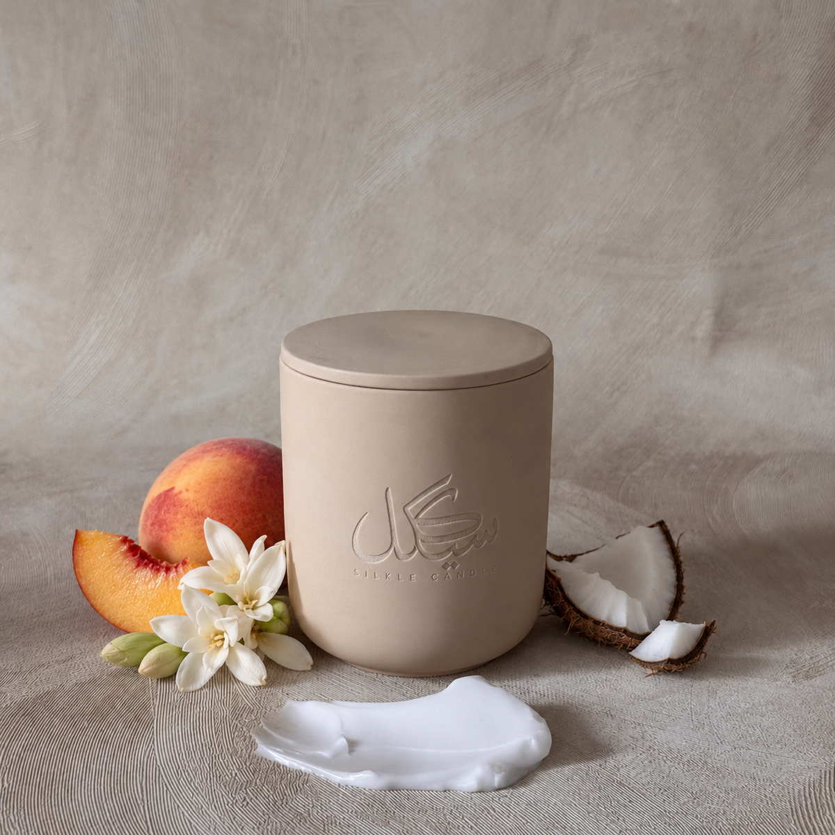 Bougie parfumée Nectar d'Ivoire — Tubéreuse, Fleur de Pêcher, Crème de Coco & Musc Blanc