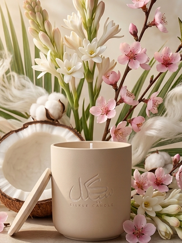 Bougie parfumée Nectar d'Ivoire — Tubéreuses, Fleur de Pêcher, Crème de Coco & Musc Blanc
